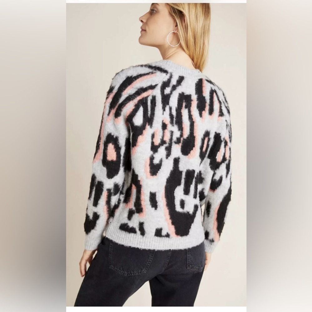 Anthropologie Leopard Print Sweater - Black, Pink, Gray - Picture 2 of 12
